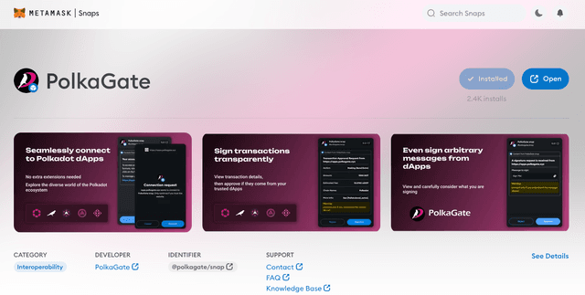 PolkaGate MetaMask Snap